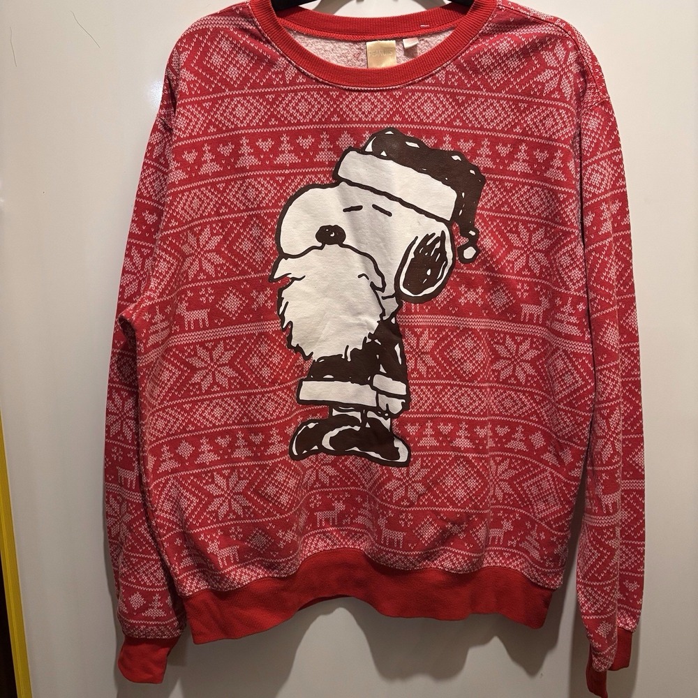 Peanuts Snoopy Claus Sweater Size 2X 38"x 26" Christmas Granny Vintage